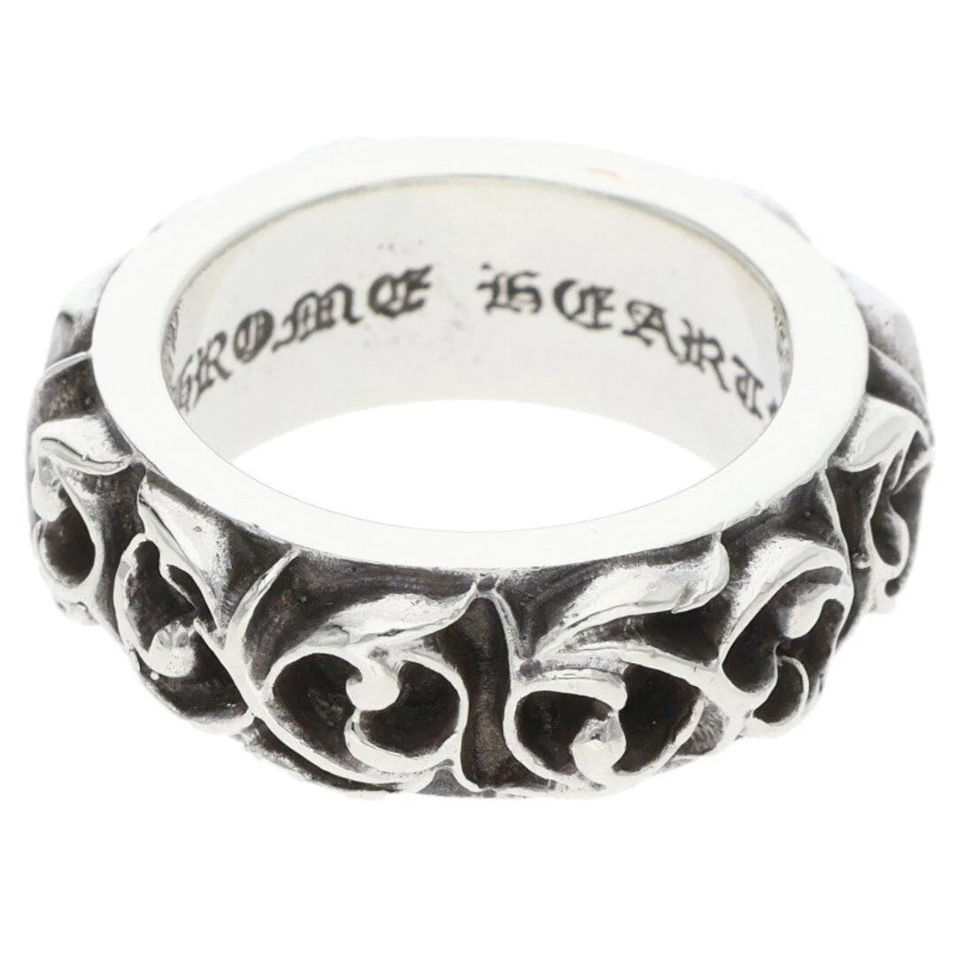 CHROME HEARTS ETRNITY VINE BAND SILVER RING: Chrome Hearts Etrnity Vine Band Silver Ring Brand: Chrome Hearts Type/Style: Ring Material: 925 Silver Color: silver Size: US Size 10 Accessories: None Accessories Notice: When purchasing pre-owned