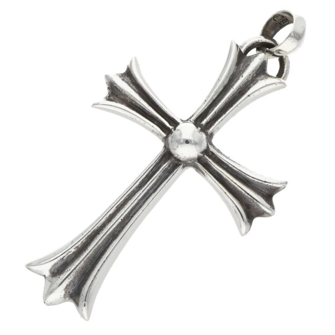 CHROME HEARTS LARGE CROSS BAIL SILVER NECKLACE TOP: Chrome Hearts Large Cross Bail Silver Necklace Top Brand: Chrome Hearts Type/Style: Necklace Material: 925 Silver Color: silver Size: vertical 9.1cm Accessories: None Accessories Notice: When