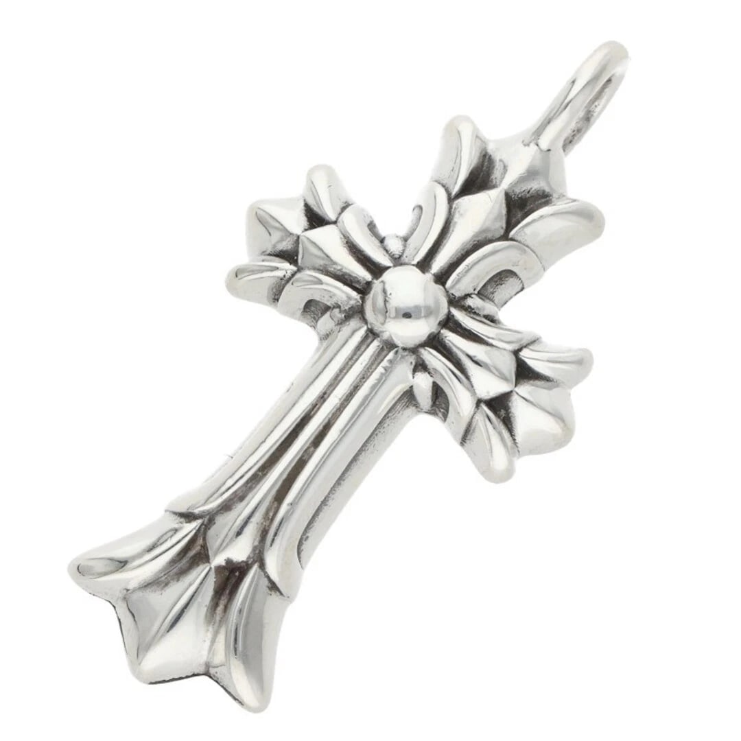 CHROME HEARTS DBL CH CRS DOUBLE CROSS SILVER NECKLACE TOP: Chrome Hearts DBL CH CRS Double Cross Silver Necklace Top Brand: Chrome Hearts Type/Style: Necklace Material: 925 Silver Color: silver Size: vertical 3.1cm Accessories: None Accessories Notice: When