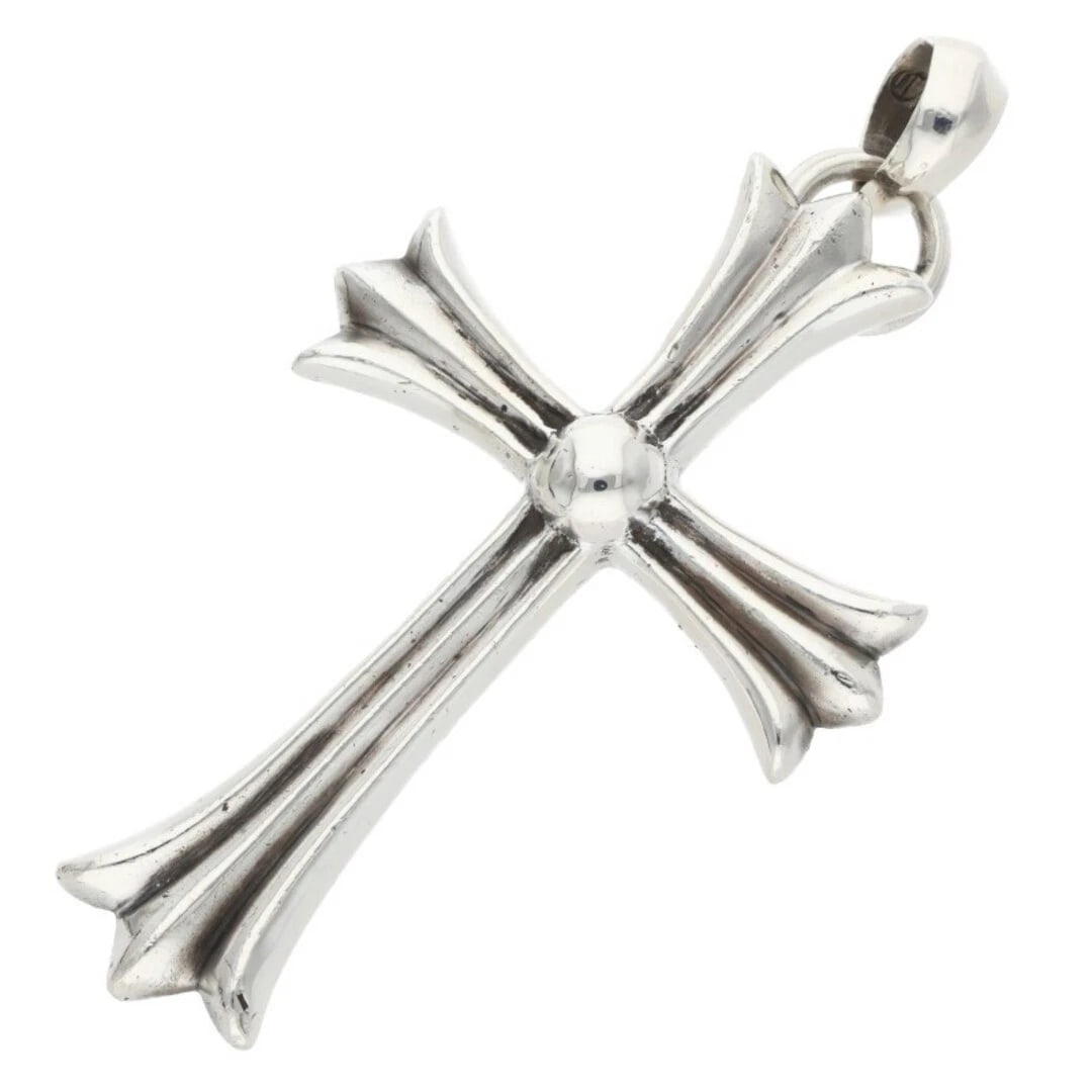 CHROME HEARTS LARGE CROSS BAIL SILVER NECKLACE TOP: Chrome Hearts Large Cross Bail Silver Necklace Top Brand: Chrome Hearts Type/Style: Necklace Material: 925 Silver Color: silver Size: vertical 9.2cm Accessories: None Accessories Notice: When