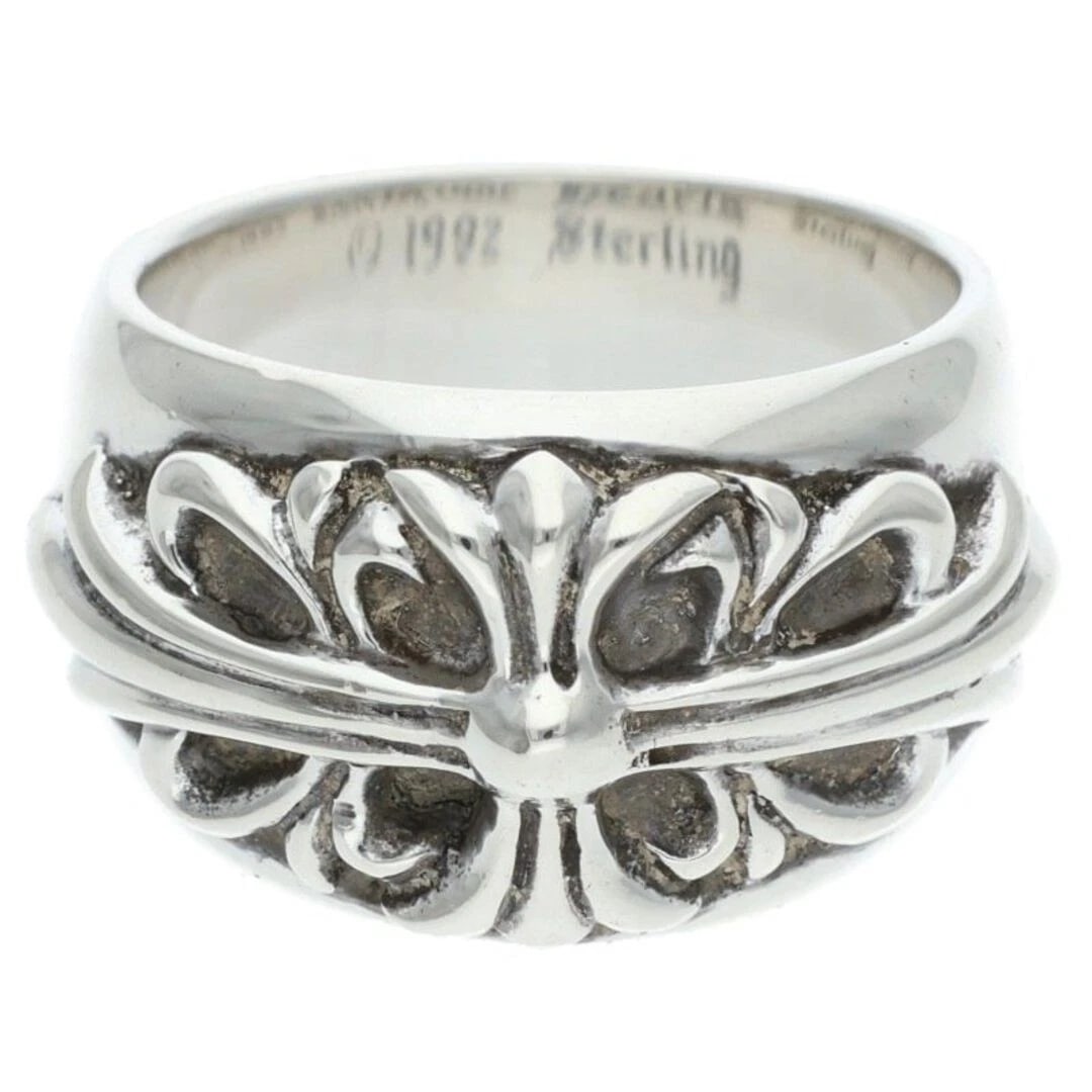 CHROME HEARTS FLRL CRS FLORAL CROSS SILVER RING: Chrome Hearts FLRL CRS Floral Cross Silver Ring Brand: Chrome Hearts Type/Style: Ring Material: 925 Silver Color: silver Size: 6.5 - 6.75 US Accessories: None Accessories Notice: When pur