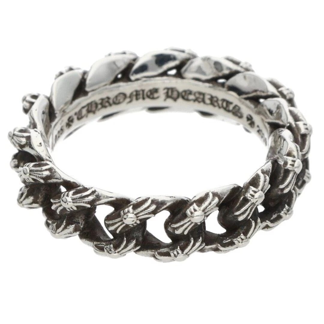 CHROME HEARTS XTRA FANCY SML EXTRA SMALL SILVER RING: Chrome Hearts XTRA FANCY SML Extra Small Silver Ring Brand: Chrome Hearts Type/Style: Ring Material: 925 Silver Color: silver Size: US Size 16 Accessories: None Accessories Notice: When pu