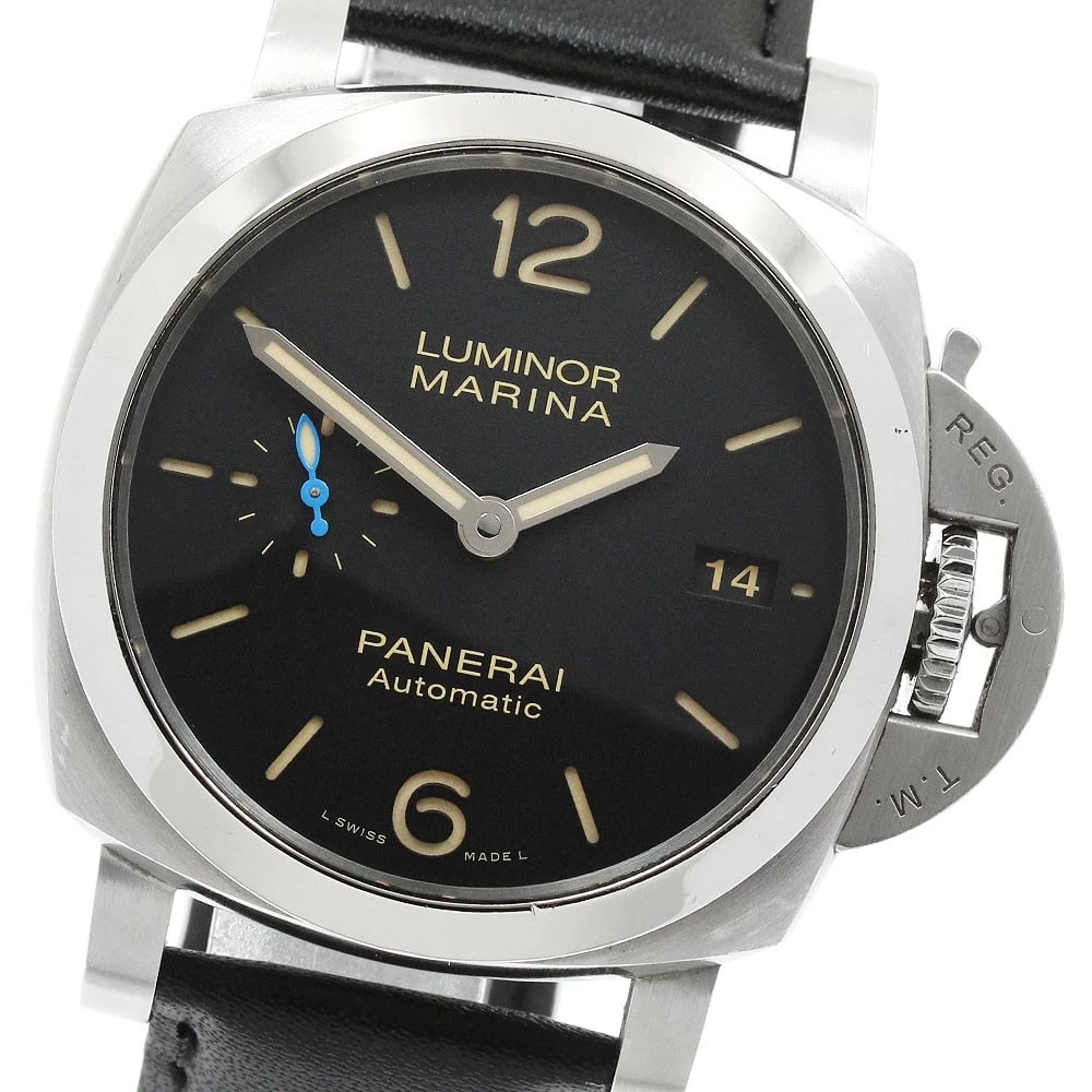 PANERAI LUMINOR MARINA BLACK DIAL AUTOMATIC WATCH: PANERAI Luminor Marina black Dial Automatic Watch Brand: PANERAI Type/Style: Wristwatch Material: Band Material leather, Case Material Stainless Steel Color: Band Color black, Case Color Silver, Dial