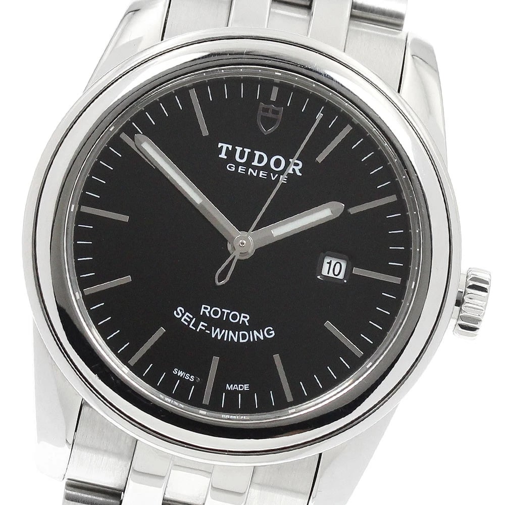 TUDOR GLAMOR DATE BLACK DIAL AUTOMATIC WATCH: TUDOR Glamor date Black Dial Automatic Watch Brand: TUDOR Type/Style: Wristwatch Material: Band Material Stainless Steel, Case Material Stainless Steel Color: Band Color Silver, Case Color Silver,