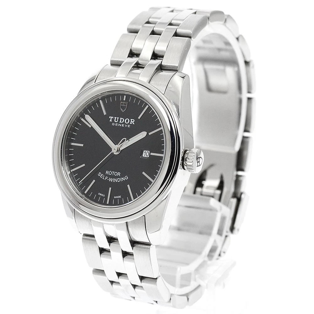 TUDOR GLAMOR DATE BLACK DIAL AUTOMATIC WATCH - 2