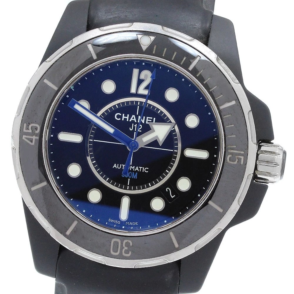 CHANEL J12 MARINE 42 BLACK DIAL AUTOMATIC WATCH: CHANEL J12 Marine 42 black Dial Automatic Watch Brand: CHANEL Type/Style: Wristwatch Material: Band Material rubber, Case Material Ceramic / stainless steel Color: Band Color black, Case Color Black