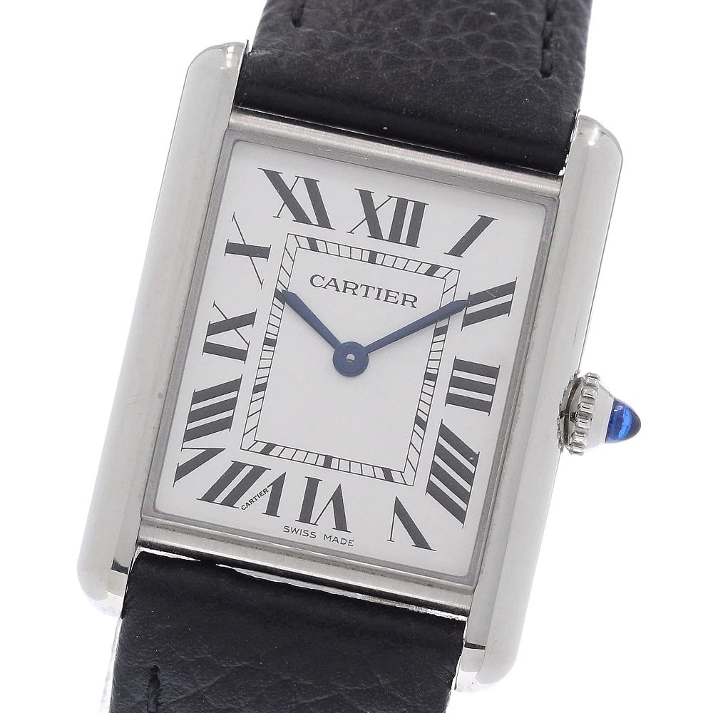 CARTIER TANK MAST LM SILVER DIAL QUARTZ WATCH: CARTIER Tank mast LM Silver Dial Quartz Watch Brand: CARTIER Type/Style: Wristwatch Material: Band Material leather, Case Material Stainless Steel Color: Band Color black, Case Color Silver, Dial