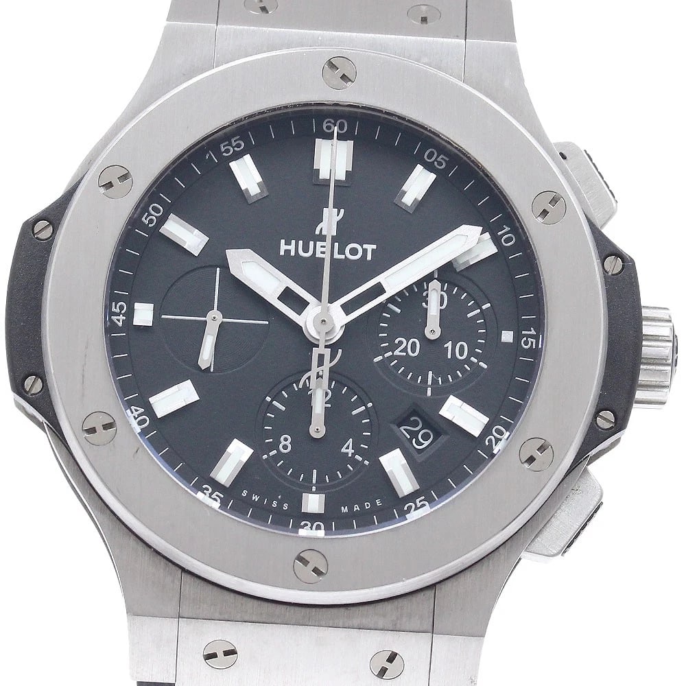 HUBLOT BIG BANG CHRONOGRAPH DATE AUTOMATIC WATCH: HUBLOT big Bang Chronograph Date Automatic Watch Brand: HUBLOT Type/Style: Wristwatch Material: Band Material rubber, Case Material Stainless Steel Color: Band Color black, Case Color Silver / Black,