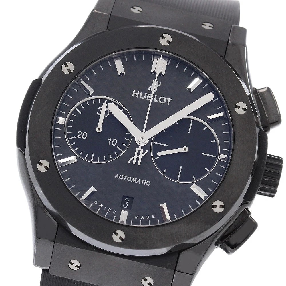HUBLOT CLASSIC FUSION BLACK MAGIC AUTOMATIC WATCH: HUBLOT Classic fusion black magic Automatic Watch Brand: HUBLOT Type/Style: Wristwatch Material: Band Material rubber, Case Material ceramic Color: Band Color black, Case Color black, Dial Color black