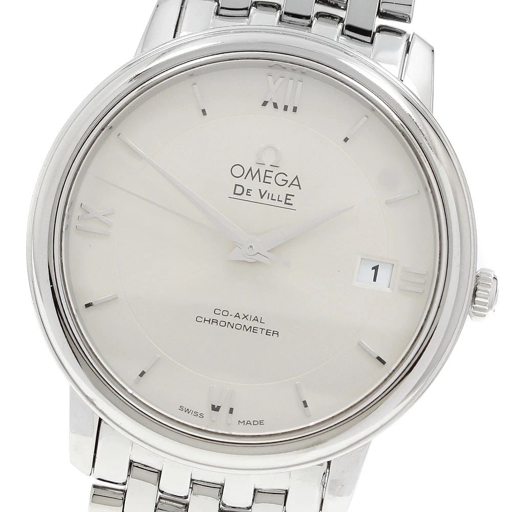 OMEGA DE VILLE PRESTIGE CO-AXIAL DATE AUTOMATIC WATCH: OMEGA De Ville Prestige Co-Axial Date Automatic Watch Brand: OMEGA Type/Style: Wristwatch Material: Band Material Stainless Steel, Case Material Stainless Steel Color: Band Color Silver, Case Color