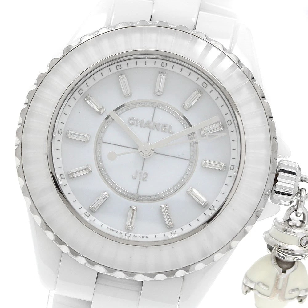 CHANEL MADEMOISELLE J12 K18WG LIMITED QUARTZ WATCH: CHANEL Mademoiselle J12 K18WG limited Quartz Watch Brand: CHANEL Type/Style: Wristwatch Material: Band Material Ceramic / Stainless Steel, Case Material Ceramic / K18WG Color: Band Color White / Silve