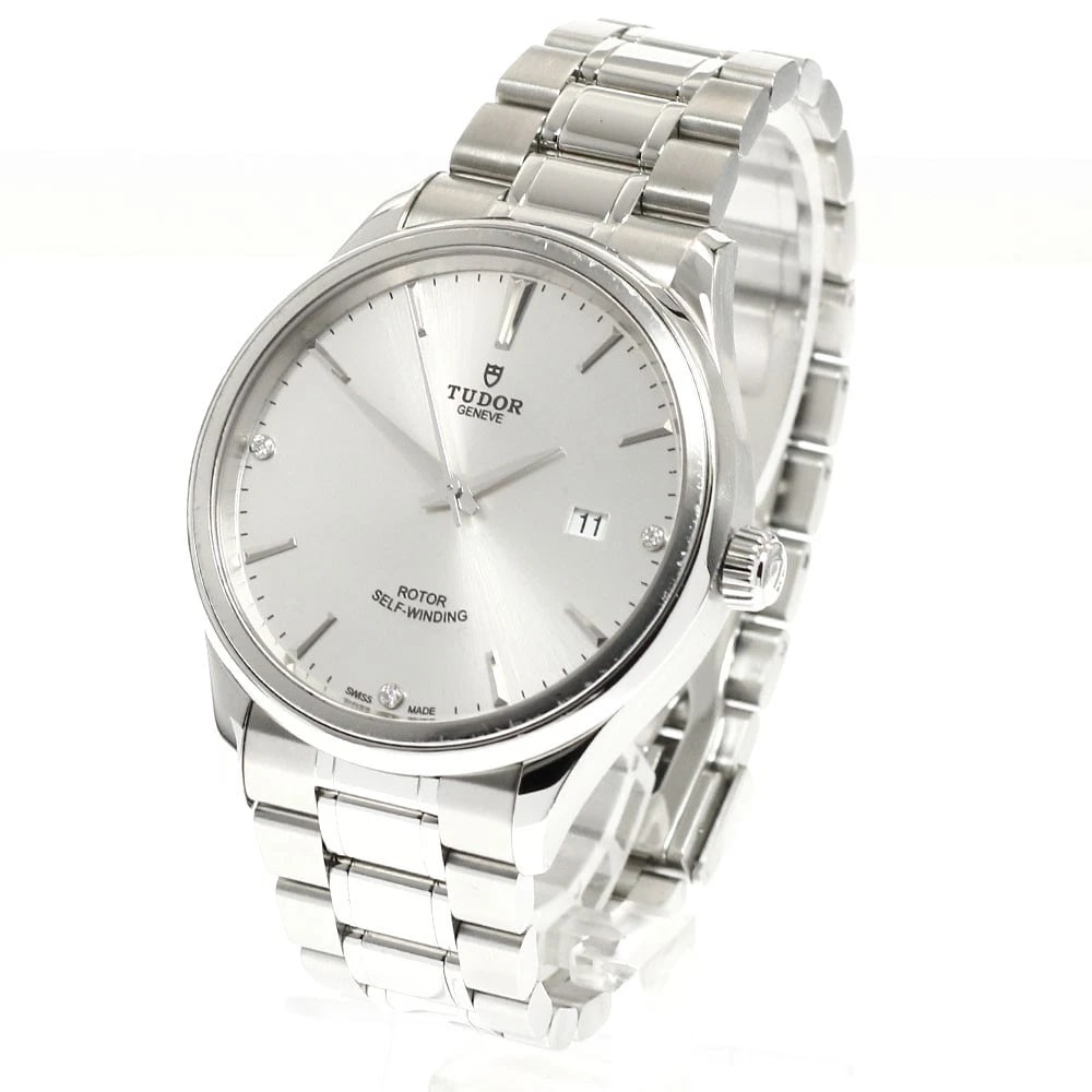 TUDOR STYLE DATE DIAMOND SILVER DIAL AUTOMATIC WATCH - 2