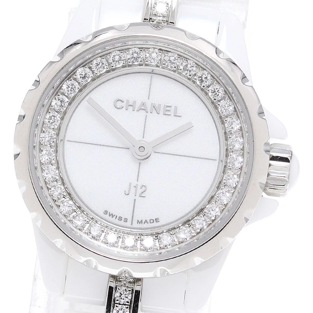 CHANEL J12 WHITE CERAMIC DIAMOND BRACELET QUARTZ WATCH: CHANEL J12 White ceramic diamond bracelet Quartz Watch Brand: CHANEL Type/Style: Wristwatch Material: Band Material Ceramic / Stainless Steel, Case Material Ceramic / Stainless Steel Color: Band Color