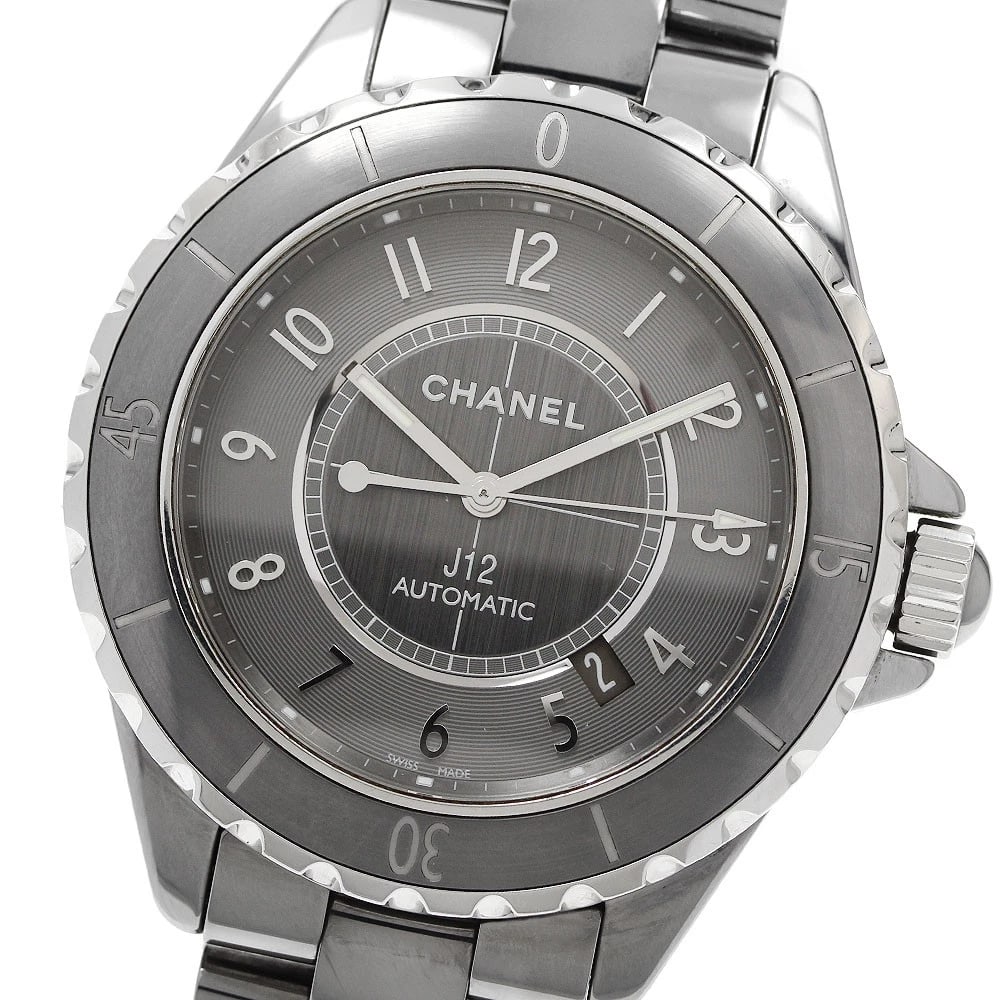 CHANEL J12 CHROMATIC DATE GRAY DIAL AUTOMATIC WATCH: CHANEL J12 Chromatic Date gray Dial Automatic Watch Brand: CHANEL Type/Style: Wristwatch Material: Band Material Titanium / ceramic, Case Material Titanium / ceramic Color: Band Color gray, Case Color