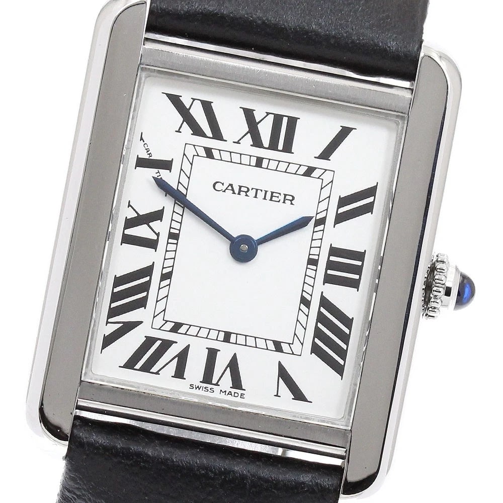 CARTIER TANK SOLO SM SILVER DIAL QUARTZ WATCH: CARTIER Tank solo SM Silver Dial Quartz Watch Brand: CARTIER Type/Style: Wristwatch Material: Band Material leather, Case Material Stainless Steel Color: Band Color black, Case Color Silver, Dial