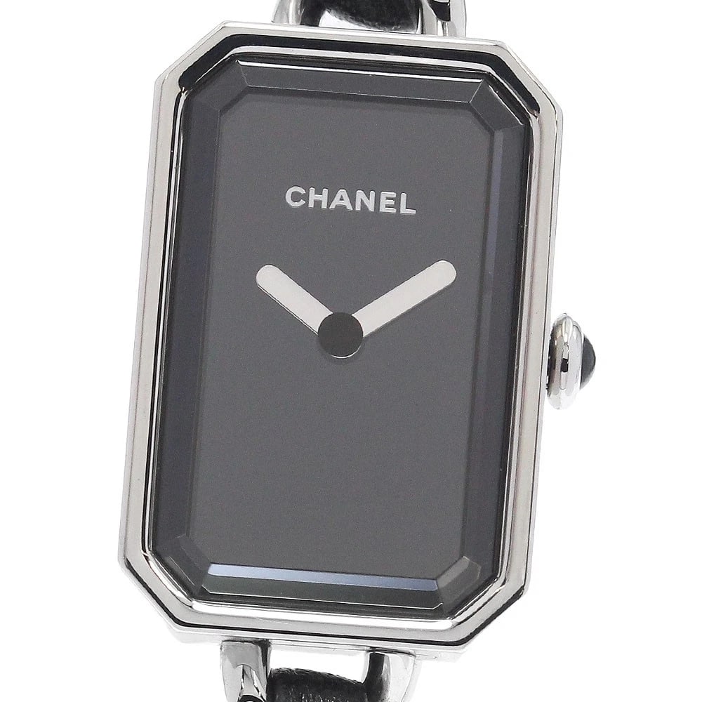 CHANEL PREMIERE ROCK TRIPLE BLACK DIAL QUARTZ WATCH: CHANEL Premiere Rock Triple black Dial Quartz Watch Brand: CHANEL Type/Style: Wristwatch Material: Band Material Stainless Steel / Leather, Case Material Stainless Steel Color: Band Color Silver /