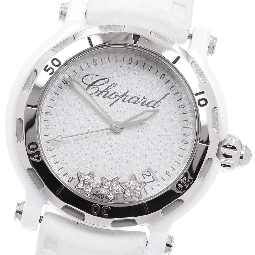 CHOPARD HAPPY SPORTS LIMITED TO DATES WHITE DIAL QUARTZ WATCH: Chopard Happy sports Limited to dates white Dial Quartz Watch Brand: Chopard Type/Style: Wristwatch Material: Band Material rubber, Case Material Stainless Steel / ceramic Color: Band Color white, Cas