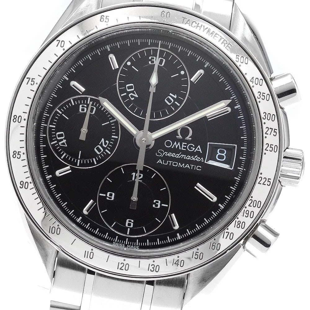 OMEGA SPEEDMASTER DATE CHRONOGRAPH BLACK DIAL AUTOMATIC WATCH: OMEGA Speedmaster Date Chronograph black Dial Automatic Watch Brand: OMEGA Type/Style: Wristwatch Material: Band Material Stainless Steel, Case Material Stainless Steel Color: Band Color Silver, Case 