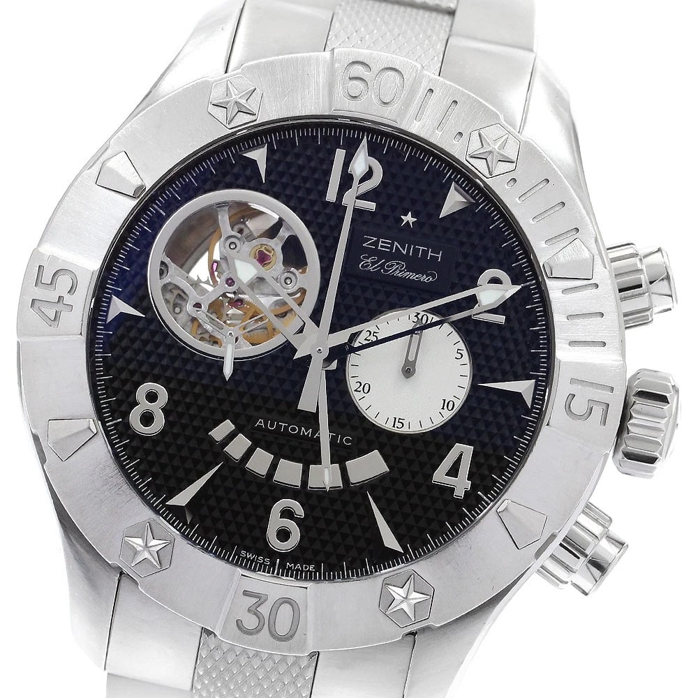 ZENITH DEFYING CLASSIC OPEN EL PRIMERO CHRONOGRAPH WATCH: ZENITH Defying Classic Open El Primero Chronograph Watch Brand: ZENITH Type/Style: Wristwatch Material: Band Material Stainless Steel, Case Material Stainless Steel Color: Band Color Silver, Case