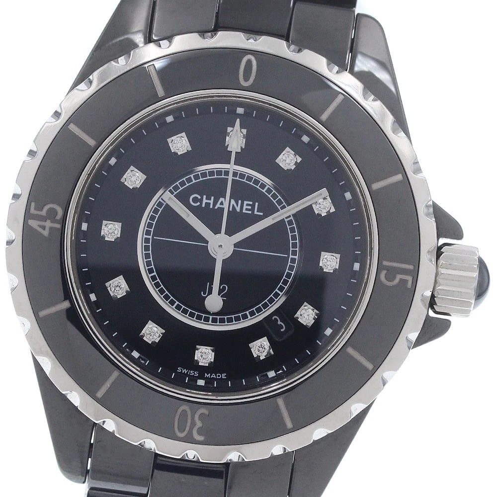 CHANEL J12 BLACK CERAMIC DIAMOND BLACK DIAL QUARTZ WATCH: CHANEL J12 Black ceramic diamond black Dial Quartz Watch Brand: CHANEL Type/Style: Wristwatch Material: Band Material Ceramic / Stainless Steel, Case Material Ceramic / Stainless Steel Color: Band