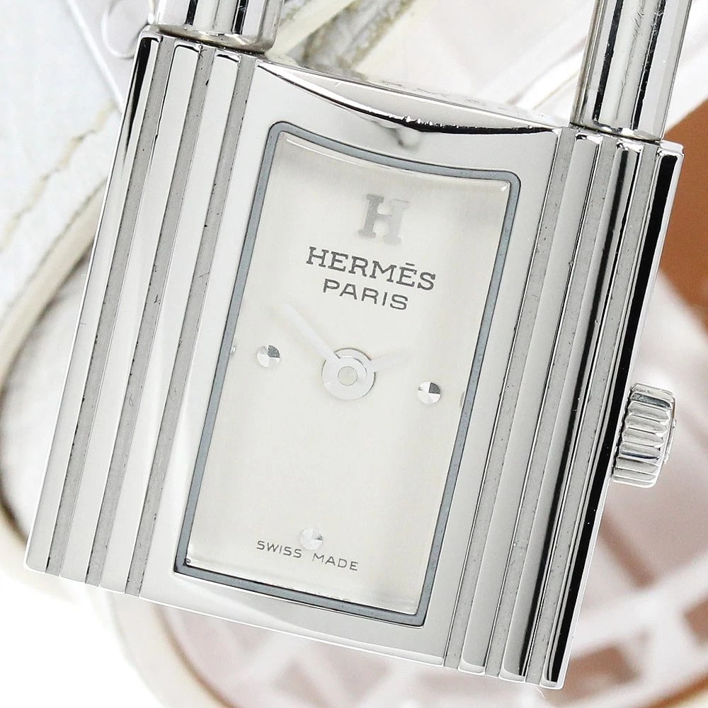 HERMES KELLY WATCH DOUBLE TOUR SILVER DIAL QUARTZ WATCH: HERMES Kelly watch Double Tour Silver Dial Quartz Watch Brand: HERMES Type/Style: Wristwatch Material: Band Material leather, Case Material Stainless Steel Color: Band Color white, Case Color Silver, 