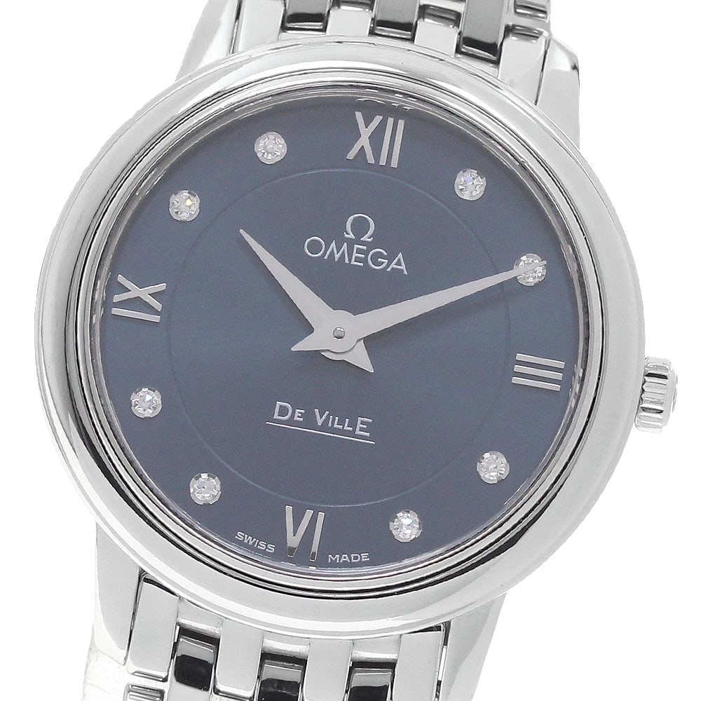 OMEGA DE VILLE PRESTIGE NAVY DIAL QUARTZ WATCH: OMEGA De Ville Prestige Navy Dial Quartz Watch Brand: OMEGA Type/Style: Wristwatch Material: Band Material Stainless Steel, Case Material Stainless Steel Color: Band Color Silver, Case Color Silver, D