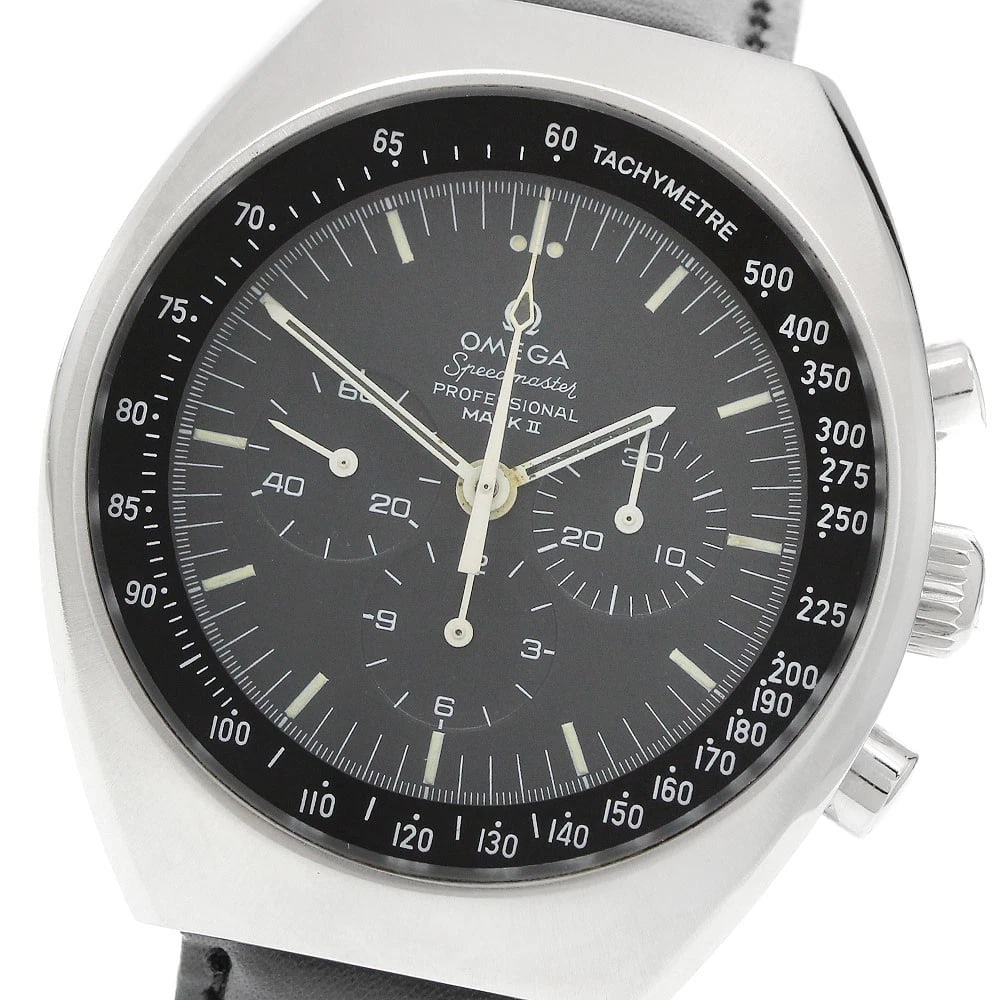 OMEGA SPEEDMASTER PROFESSIONAL MARK HAND WINDING WATCH: OMEGA Speedmaster Professional Mark Hand Winding Watch Brand: OMEGA Type/Style: Wristwatch Material: Band Material leather, Case Material Stainless Steel Color: Band Color black, Case Color Silver, Di