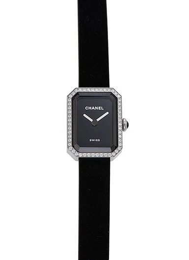 CHANEL PREMIERE RIBBON BLACK WATCH: Chanel Premiere Ribbon Black Watch Brand: CHANEL Type/Style: Wristwatch Material: Case Material Material SS Color: Case Color Black Dial Color Black Size: Case diameter 19.7mm x 15.2mm Accessories