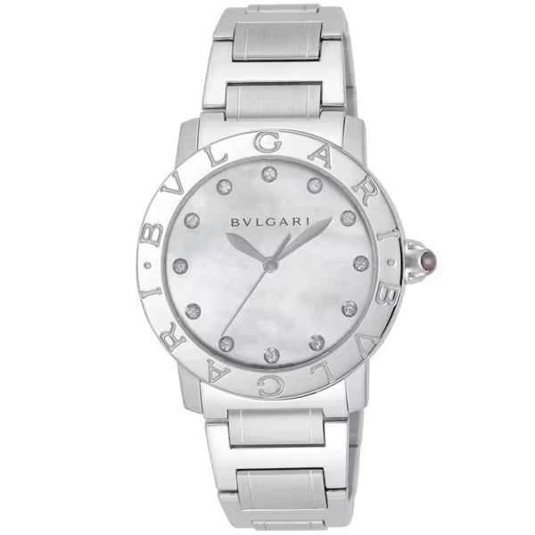 BVLGARI BULGARI WOMETAL BELT WATCH: BVLGARI Bulgari WoMetal Belt Watch Brand: Bvlgari Type/Style: Wristwatch Material: Case Material Stainless Steel Band Material: Stainless Steel Color: Dial Color: White Band Color: Silver Size: Case