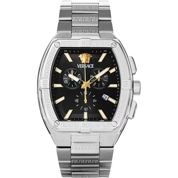 VERSACE SPORTY TONNEAU GRECA WATCH: Versace SPORTY TONNEAU GRECA Watch Brand: Versace Type/Style: Wristwatch Material: Case Material Stainless steel Band: Stainless steel Color: none Size: (Approx.) 44.5mm (height) x 44mm (width) x
