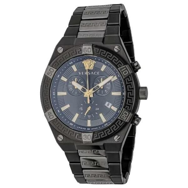 VERSACE SPORTY GRECA BLACK WATCH: VERSACE SPORTY GRECA Black Watch Brand: Versace Type/Style: Wristwatch Material: Case Material Stainless steel (black PVD) Band material Stainless steel (black PVD) Color: Case Color Black Size: