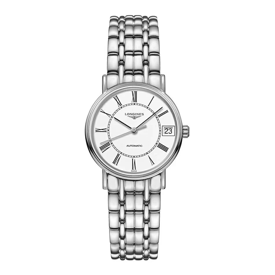 LONGINES PRESENCE AUTOMATIC WATCH: Longines Presence Automatic Watch Brand: Longines Type/Style: Wristwatch Material: Case Material Stainless steel Color: Dial color: White Size: Case size (mm): Height 30 x Width 30 x Thickness 8