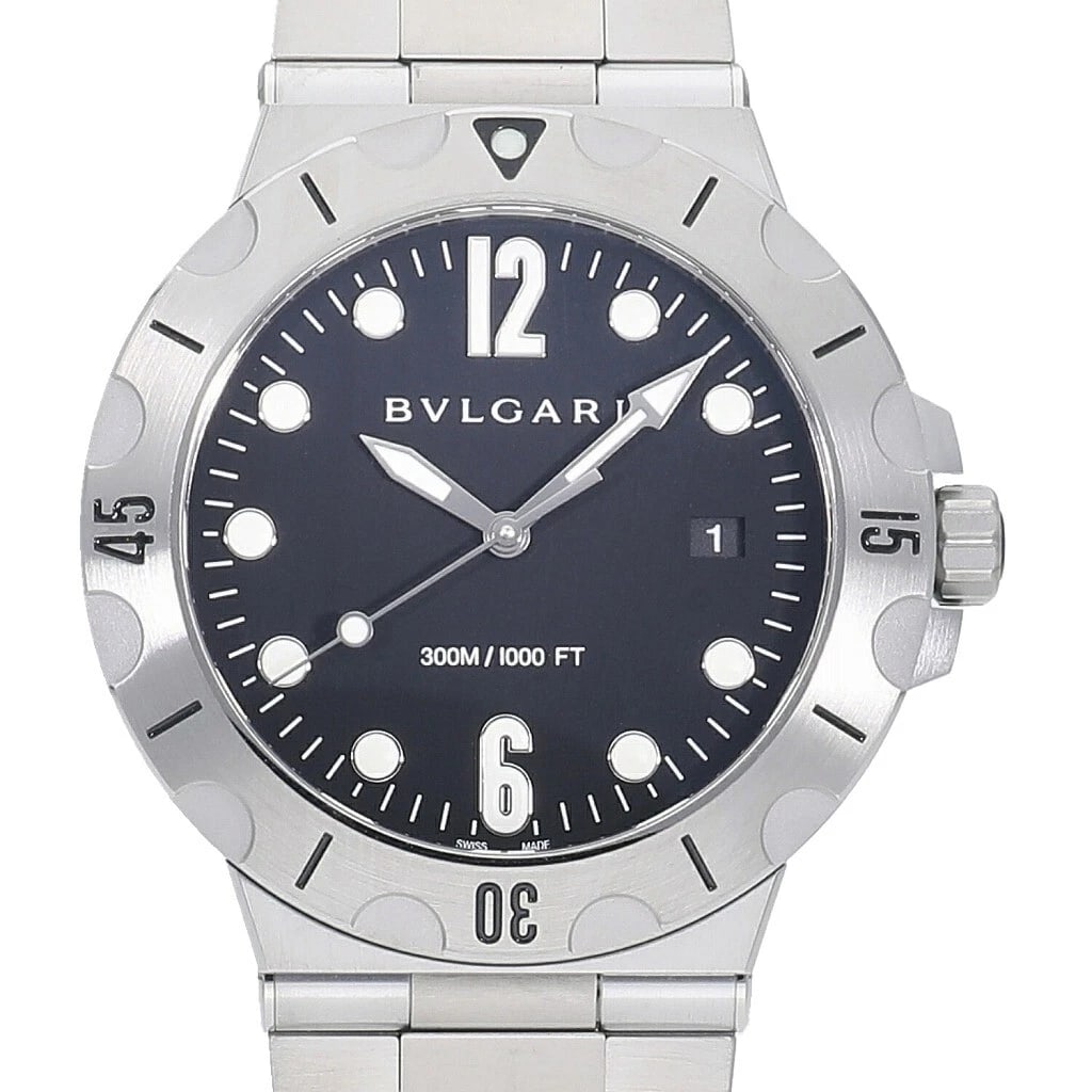 BVLGARI DIAGONO PROFESSIONAL SCUBA WATCH: BVLGARI Diagono Professional Scuba Watch Brand: Bvlgari Type/Style: Wristwatch Material: Case Material Stainless steel Color: Dial Color Black Size: Case Diameter 41 mm Accessories: None A