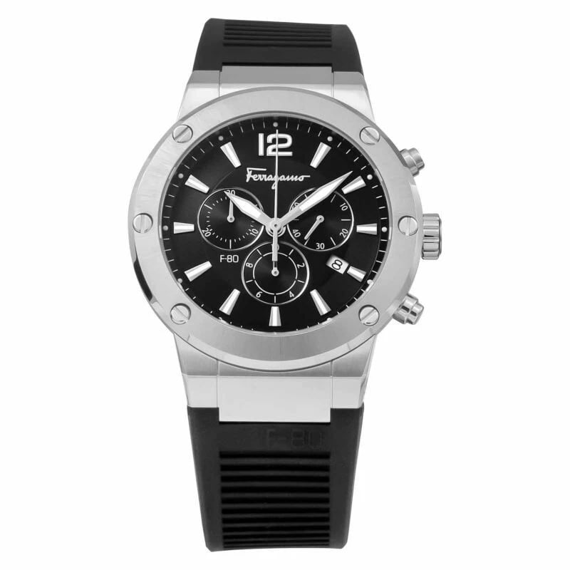 FERRAGAMO STAINLESS STEEL BLACK WATCH: Ferragamo Stainless steel Black Watch Brand: Ferragamo Type/Style: Wristwatch Material: Case Material Stainless steel Color: Black Size: Case diameter: 44?44?11(mm) Accessories: None Acces