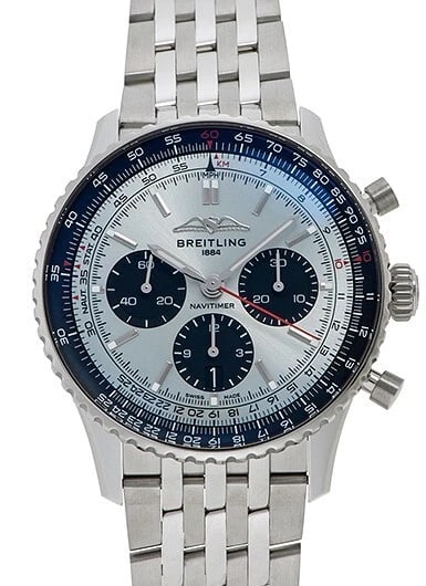BREITLING NAVITIMER CHRONOGRAPH ICE BLUE/BLACK WATCH: Breitling Navitimer Chronograph Ice Blue/Black Watch Brand: TAG Heuer Type/Style: Wristwatch Material: Case Material MaterialSS Color: Color Ice Blue/Black Dial Size: Case diameter 43mm Accessories: