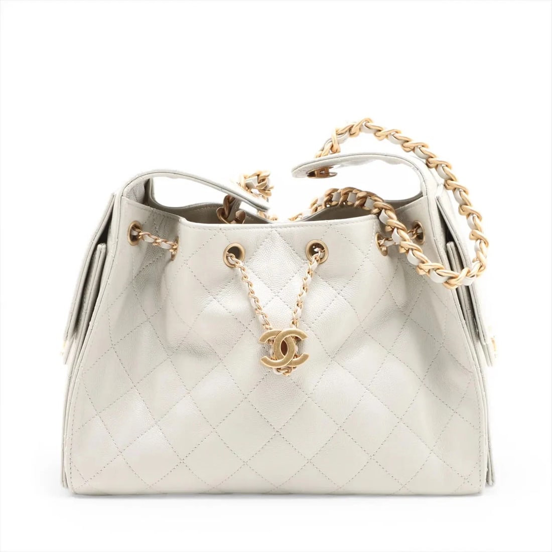 CHANEL SHOULDER BAG: Chanel Shoulder Bag Brand: Chanel Type/Style: Shoulder Bag Material: Caviar Skin Color: Gray Size: Height:11.8inchLength:10.2inchDepth:5.3inch Accessories: None Accessories Notice: When pu