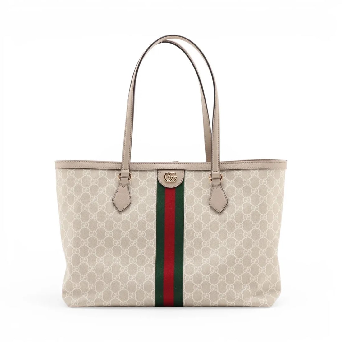 GUCCI GG SUPREME TOTE BAG: Gucci GG Supreme Tote bag Brand: Gucci Type/Style: Tote Material: PVC & leather Color: Beige Size: Height:10.6inchLength:14.6inchDepth:5.3inch Accessories: None Accessories Notice: When pu