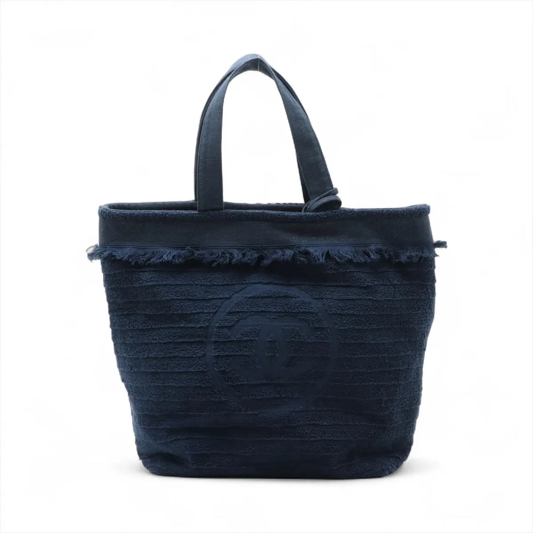 CHANEL COCO MARK PILE TOTE BAG BEACH BAG: Chanel Coco Mark Pile Tote bag Beach Bag Brand: Chanel Type/Style: Tote Material: Pile Color: Blue Size: Height:16.7inchLength:13.8inchDepth:7.3inch Accessories: None Accessories Notice: W