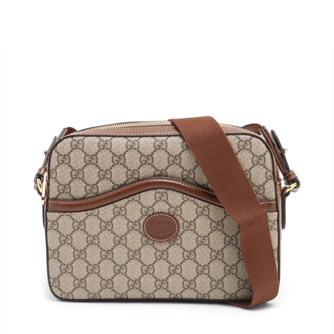 GUCCI GG SUPREME PVC & LEATHER SHOULDER BAG: Gucci GG Supreme PVC & leather Shoulder bag Brand: Gucci Type/Style: Shoulder Bag Material: PVC & leather Color: Brown Size: Height:7.3inchLength:10.0inchDepth:2.4inch Accessories: None Ac