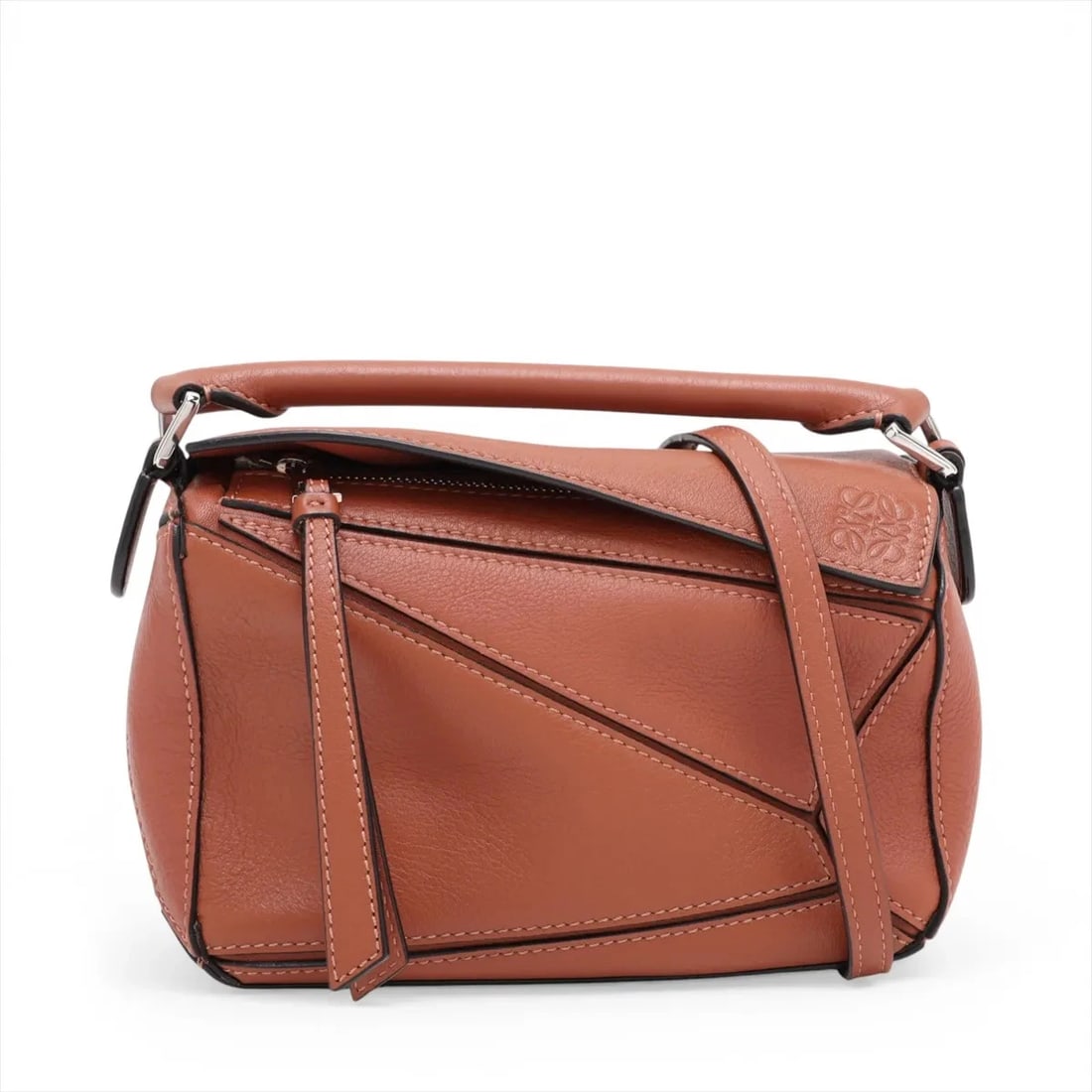 LOEWE MINI PUZZLE BAG LEATHER 2 WAY SHOULDER BAG: Loewe Mini Puzzle Bag Leather 2 Way Shoulder Bag Brand: Loewe Type/Style: Shoulder Bag Material: Leather Color: Brown Size: Height:4.3inchLength:6.9inchDepth:3.0inch Accessories: None Acce
