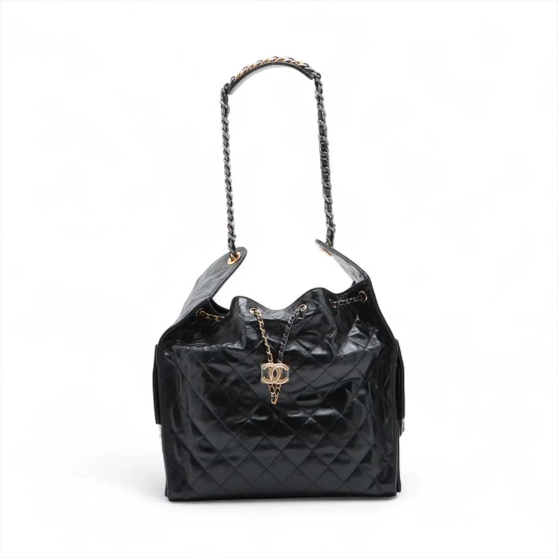 CHANEL 25 MEDIUM LEATHER CHAIN SHOULDER BAG: Chanel 25 Medium Leather Chain Shoulder Bag Brand: Chanel Type/Style: Shoulder Bag Material: Leather Color: Black Size: Height:11.4inchLength:11.6inchDepth:5.9inch Accessories: None Access
