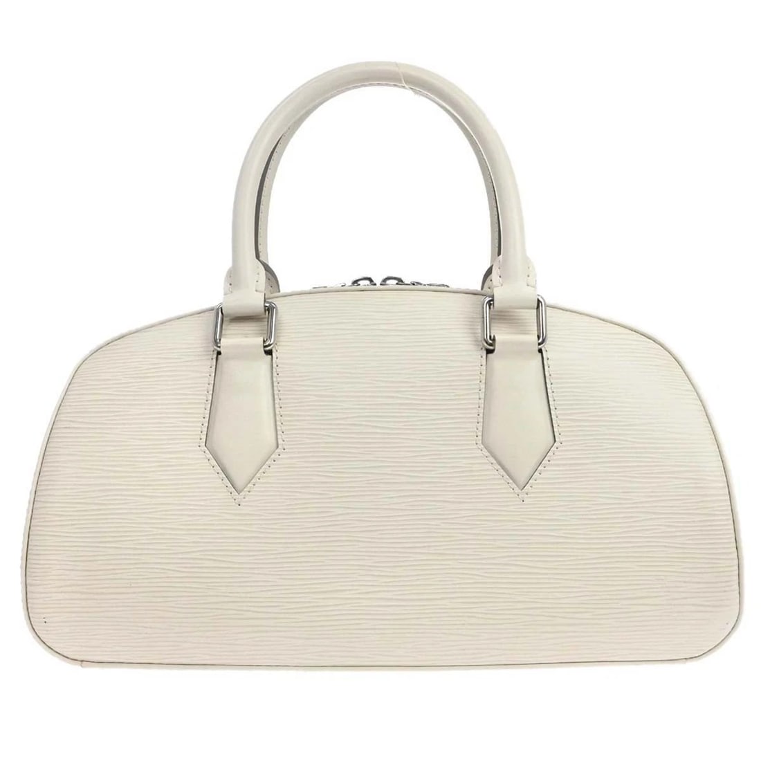 LOUIS VUITTON WHITE EPI JASMIN HANDBAG: Louis Vuitton White Epi Jasmin Handbag Brand: Louis Vuitton Type/Style: Satchel/Top Handle Bag Material: Epi Leather, Leather Color: Yvoire x Ivory Size: W 12.6 x H 7.1 x D 3.9inch Accessories: No