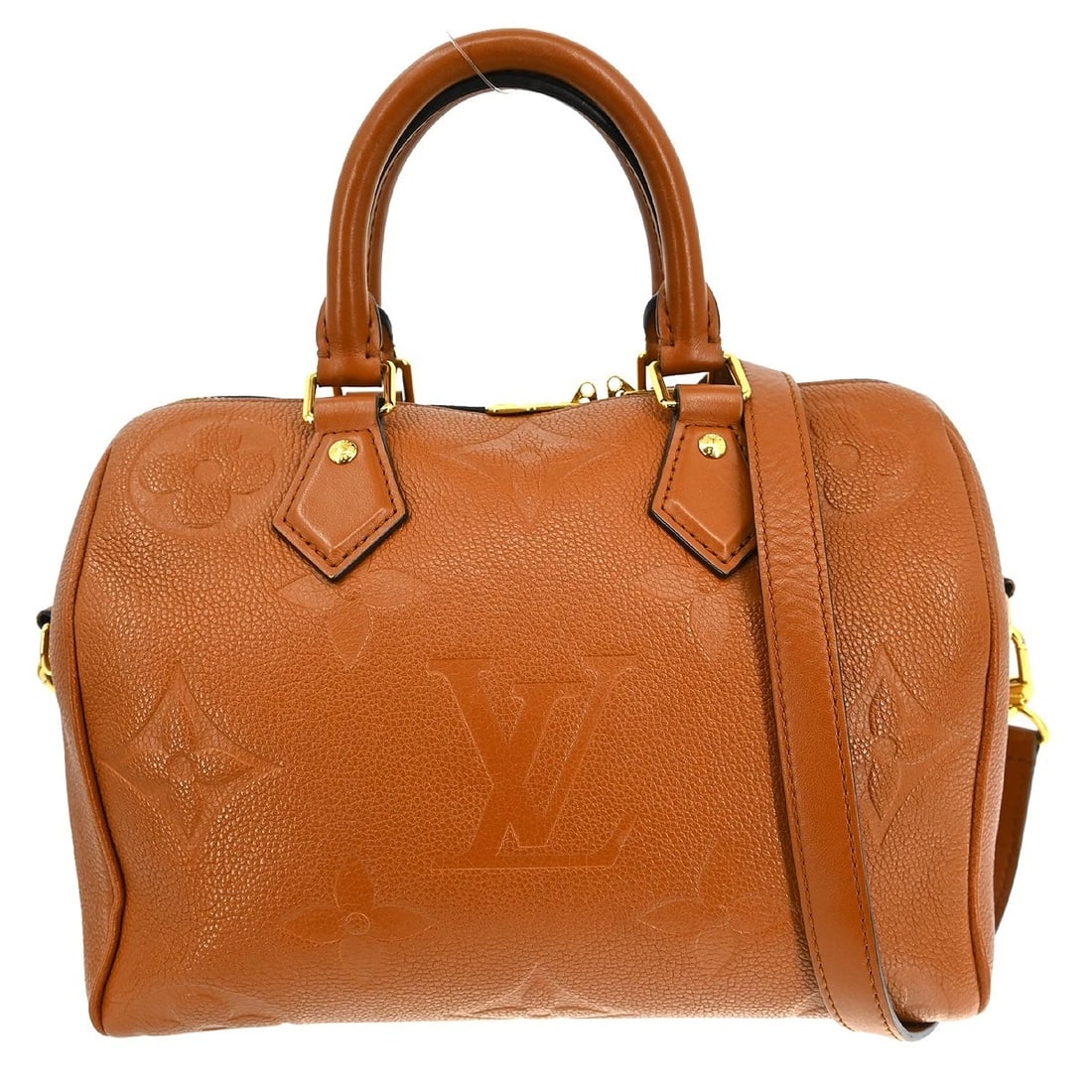 LOUIS VUITTON MONOGRAM EMPREINTE BANDOULIERE 25 HANDBAG: Louis Vuitton Monogram Empreinte Bandouliere 25 Handbag Brand: Louis Vuitton Type/Style: Top Handle Bag Material: Monogram Empreinte Leather Color: Brown Size: W 9.8 x H 7.5 x D 5.9inch Accessories: