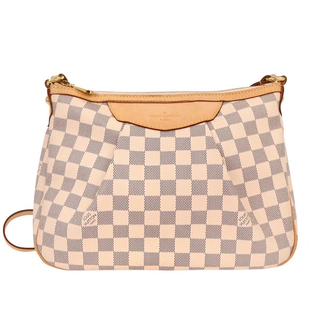 LOUIS VUITTON DAMIER AZUR SIRACUSA PM CROSSBODY BAG: Louis Vuitton Damier Azur Siracusa PM Crossbody Bag Brand: Louis Vuitton Type/Style: Crossbody Material: Damier azur canvas, Leather Color: White Size: W 11.4 x H 8.7 x D 3.9inch Accessories: None