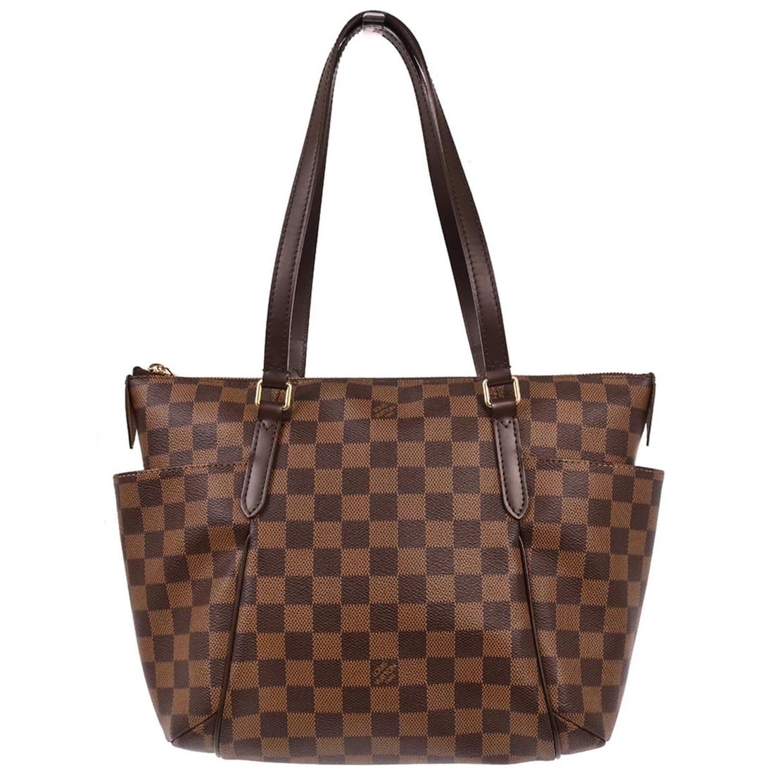 LOUIS VUITTON DAMIER TOTALLY PM TOTE HANDBAG: Louis Vuitton Damier Totally PM Tote Handbag Brand: Louis Vuitton Type/Style: Tote Material: Damier canvas, Leather Color: Ebene x Brown Size: W 11.0 x H 9.4 x D 5.5inch Accessories: None Accessories