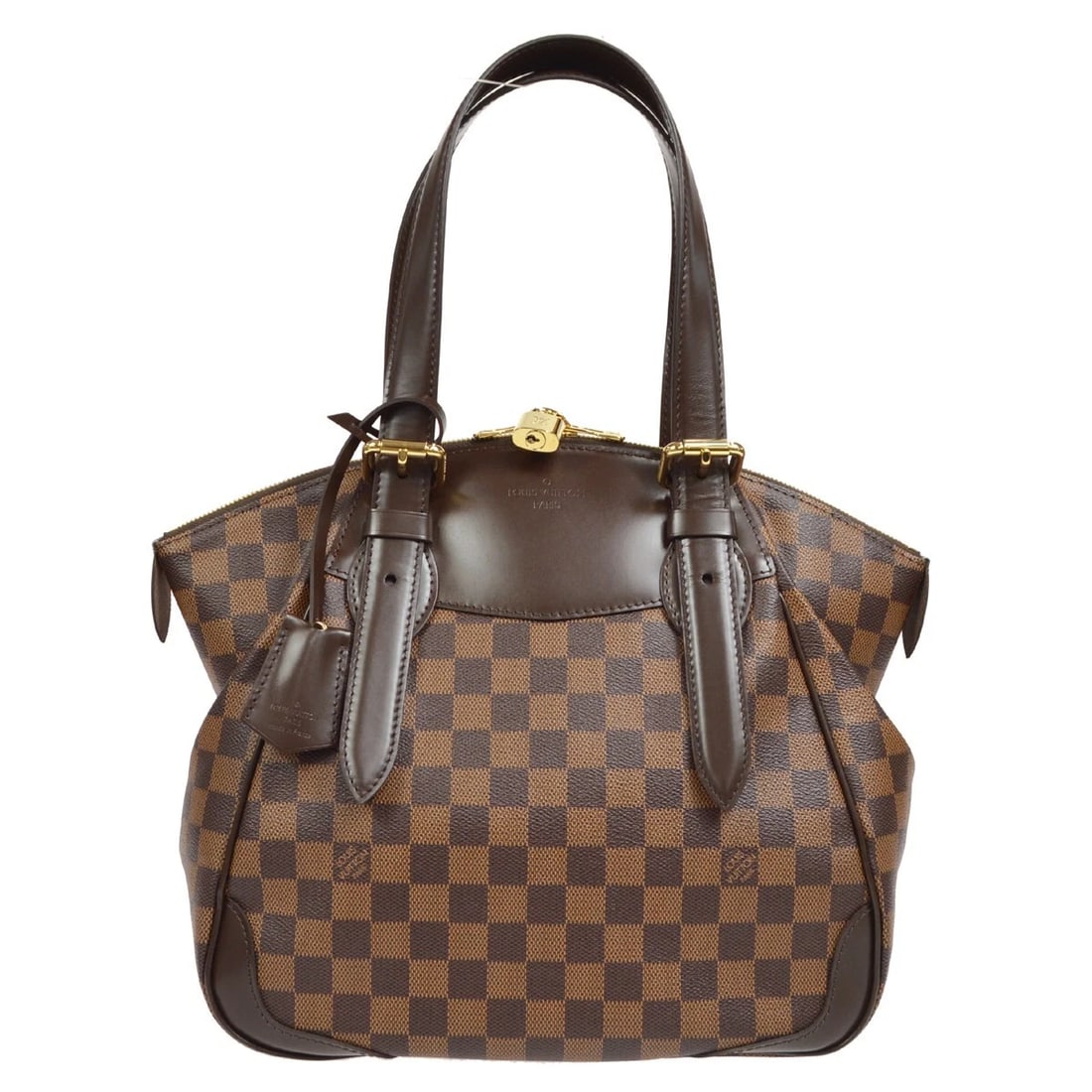 LOUIS VUITTON DAMIER VERONA MM TOTE HANDBAG: Louis Vuitton Damier Verona MM Tote Handbag Brand: Louis Vuitton Type/Style: Hand Bag Material: Damier Canvas, Leather Color: Brown Size: W 11.8 x H 11.0 x D 7.1inch Accessories: None Accessories