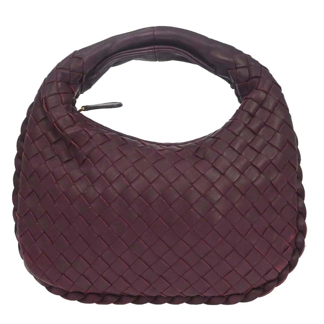 BOTTEGA VENETA PURPLE LAMBSKIN INTRECCIATO HOBO HANDBAG: Bottega Veneta Purple Lambskin Intrecciato Hobo Handbag Brand: Bottega Veneta Type/Style: Hobo Bag Material: Lambskin Color: Purple Size: W 8.7 x H 4.7 x D 0.8inch Accessories: None Accessories