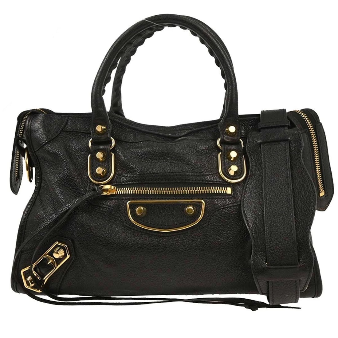 BALENCIAGA BLACK CITY SMALL HANDBAG: Balenciaga Black City Small Handbag Brand: Balenciaga Type/Style: Top Handle Bag Material: Leather Color: Black Size: W 11.4 x H 7.9 x D 3.9inch Accessories: None Accessories Notice: When