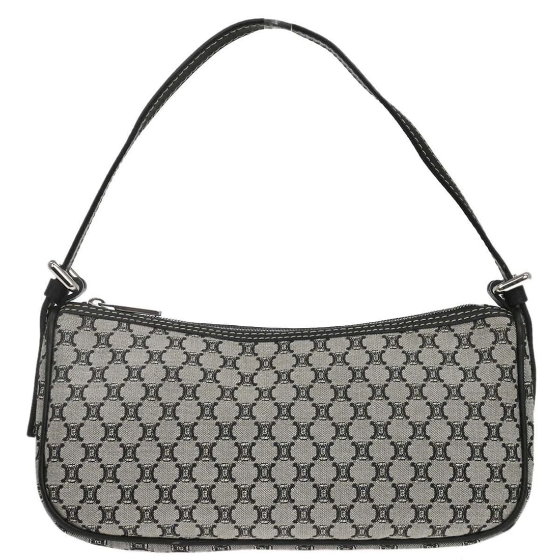 CELINE GRAY BLACK MACADAM HANDBAG: Celine Gray Black Macadam Handbag Brand: CELINE Type/Style: Top Handle Bag Material: Canvas, Leather Color: Gray, Black Size: W 8.7 x H 4.3 x D 2.4inch Accessories: None Accessories Notice