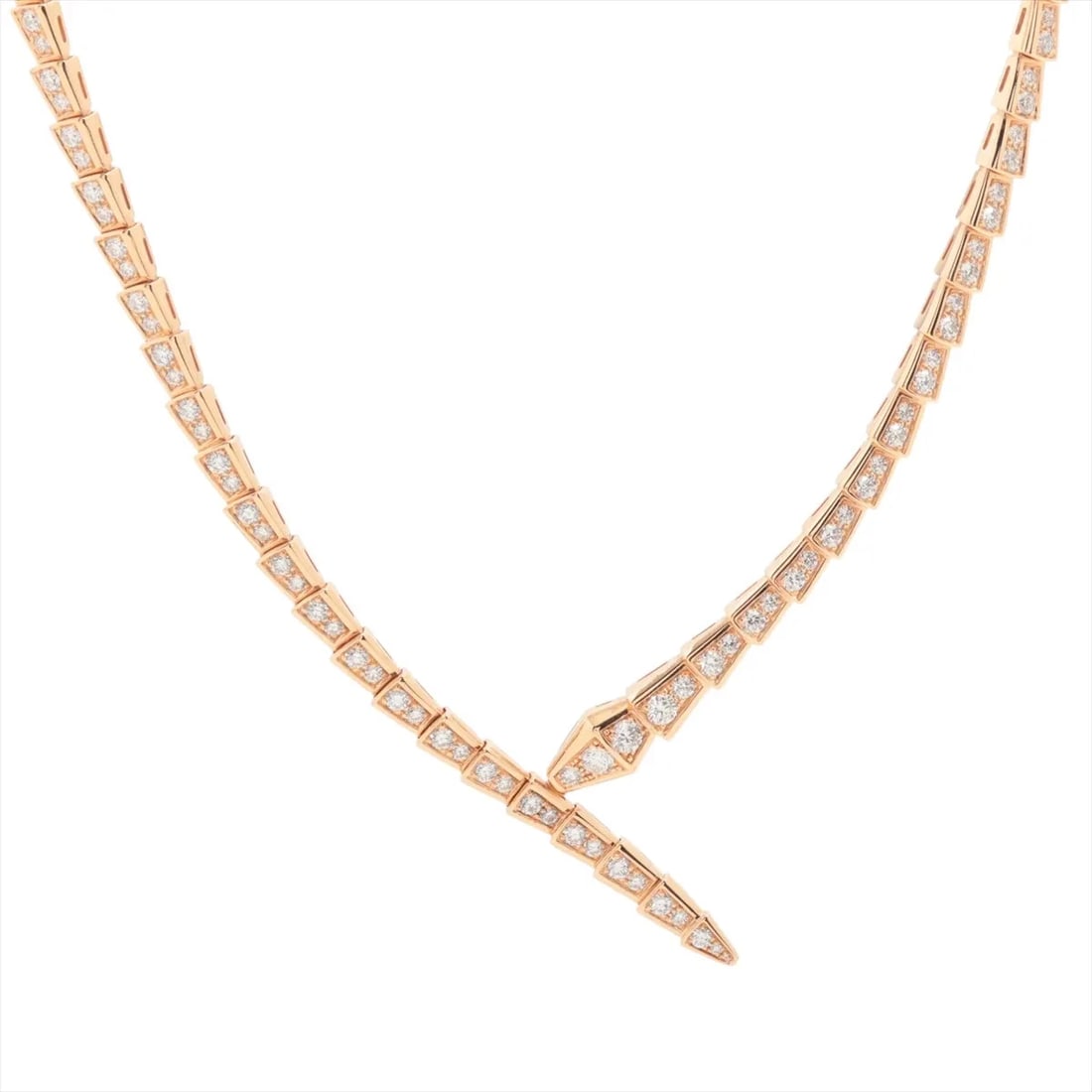 BVLGARI SERPENTI VIPER DIAMOND NECKLACE 750(PG): Bvlgari Serpenti Viper diamond Necklace 750(PG) Brand: Bvlgari Type/Style: Necklace Material: 750(PG) Color: Pink Gold Size: Chain length:34.8cm Accessories: None Accessories Notice: When